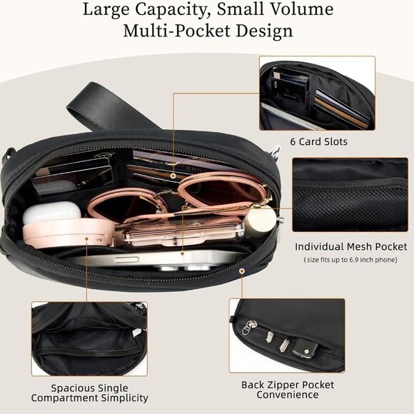 Small Wristlet Wallet Crossbody Purse Phone Organizer Card Slots - Picture 5 of 7